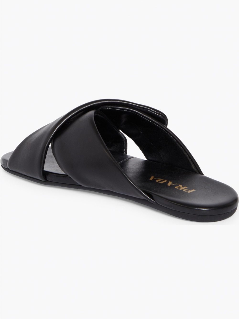 Prada Black Napa Leather Crisscross Logo Slide Sandals - Size 37 (6.5, 7) - Picture 4 of 11